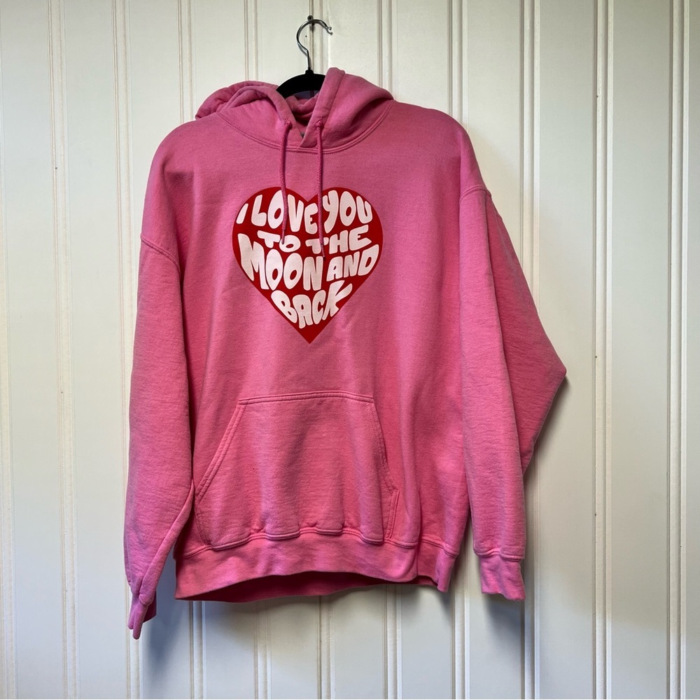 💖 Faded Moon “I Love You to the Moon and Back” Hoodie – Size L